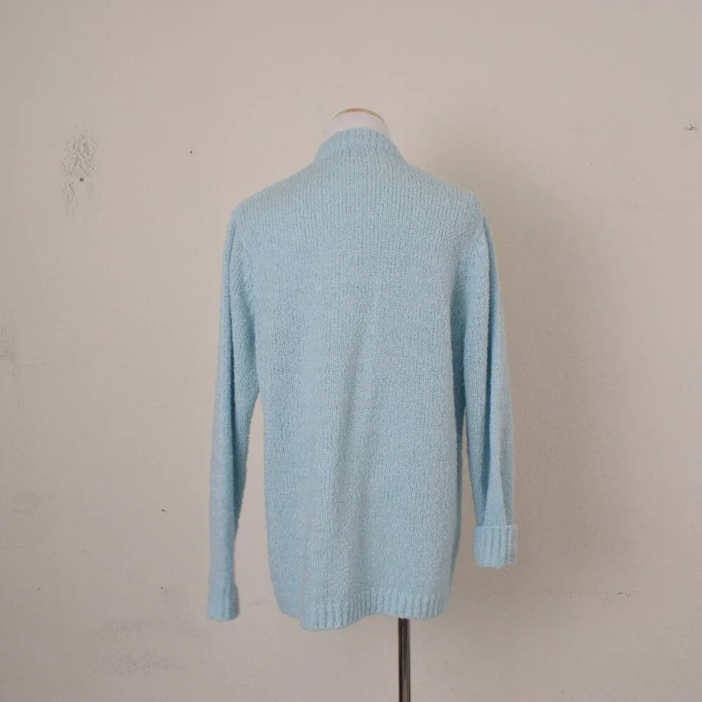Vintage 80s Blue‎ Granny Acrylic Sweater size 42
